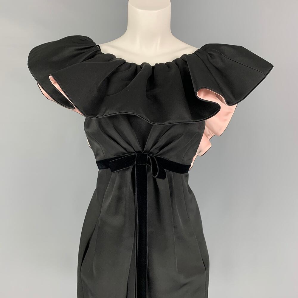 MARC JACOBS RUNWAY Size 6 Black Silk Pale Pink Low Back Dress - Picture 2 of 6
